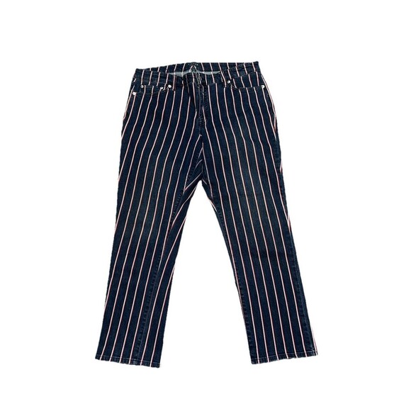 Lauren Ralph Lauren Striped Blue Red White Classic Straight Jeans Size 12 - Picture 1 of 7